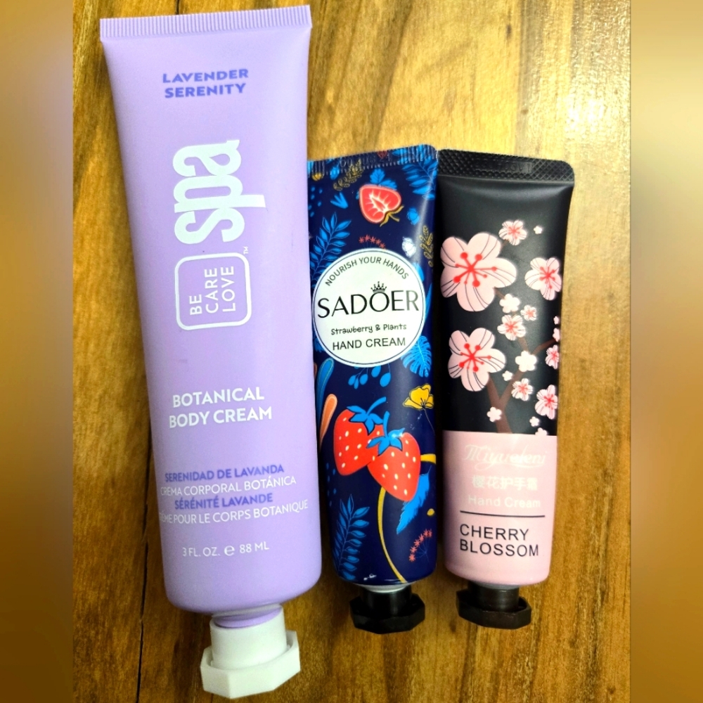 Mixed Lot of 3 - Body & Hand Cream Lotion Lavender Strawberry Cherry Blossom NEW